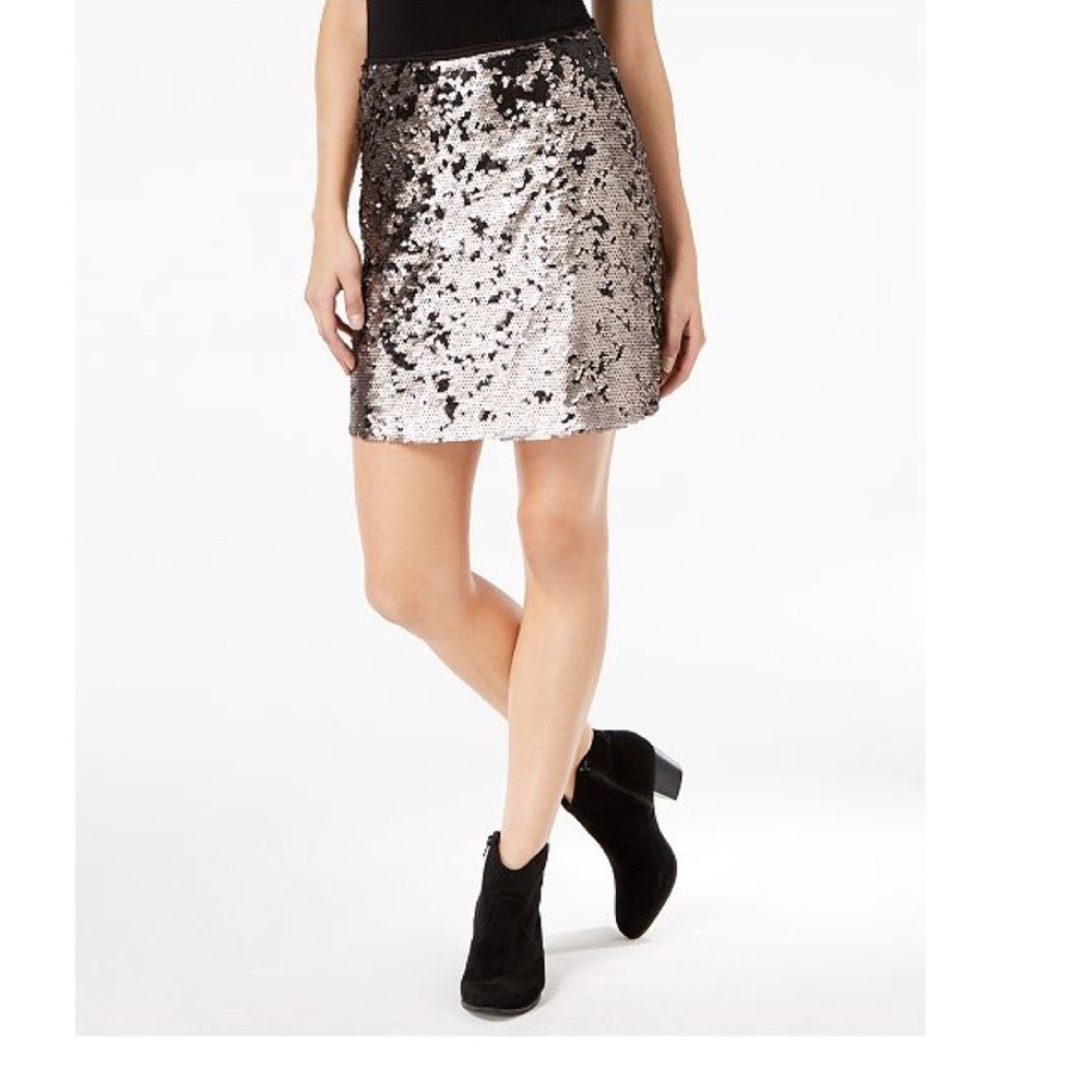 NWT 1.State X Nordstrom Matte Sequin Mini Skirt Gold - Picture 2 of 5